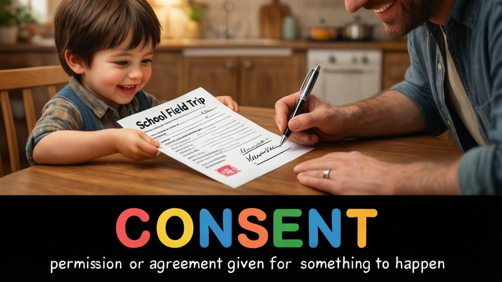 English Illustration for consent